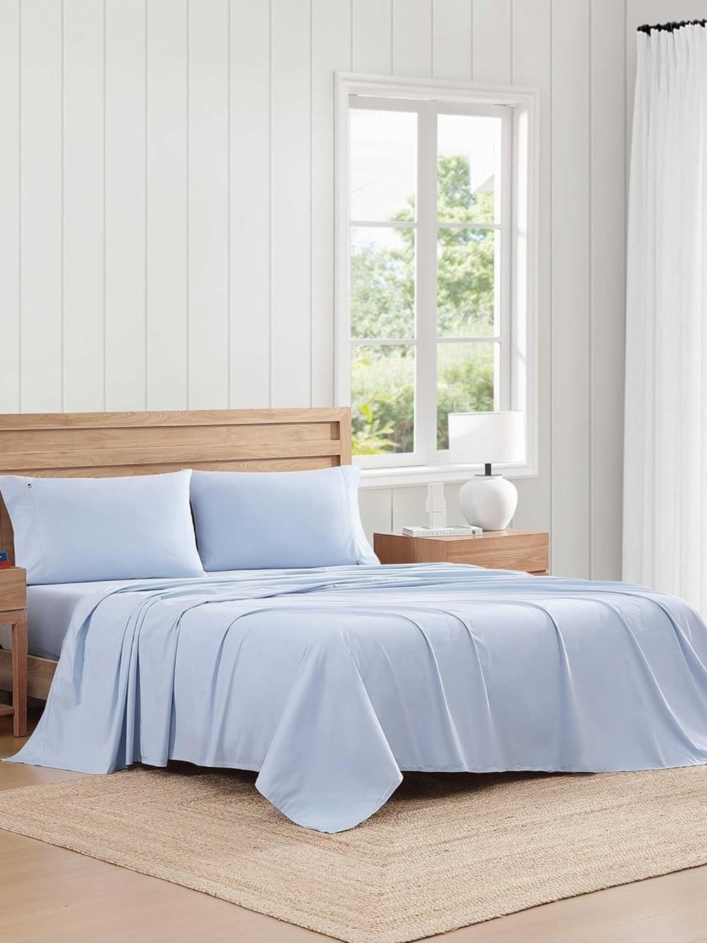 Tommy Hilfiger 4Pc King Size Cotton Percale Blue Sheet Set